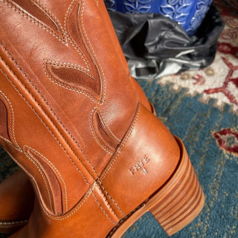 FRYE vintage Sabrina floral inlay cowboy Western boots size 6.5 - Picture 12 of 14